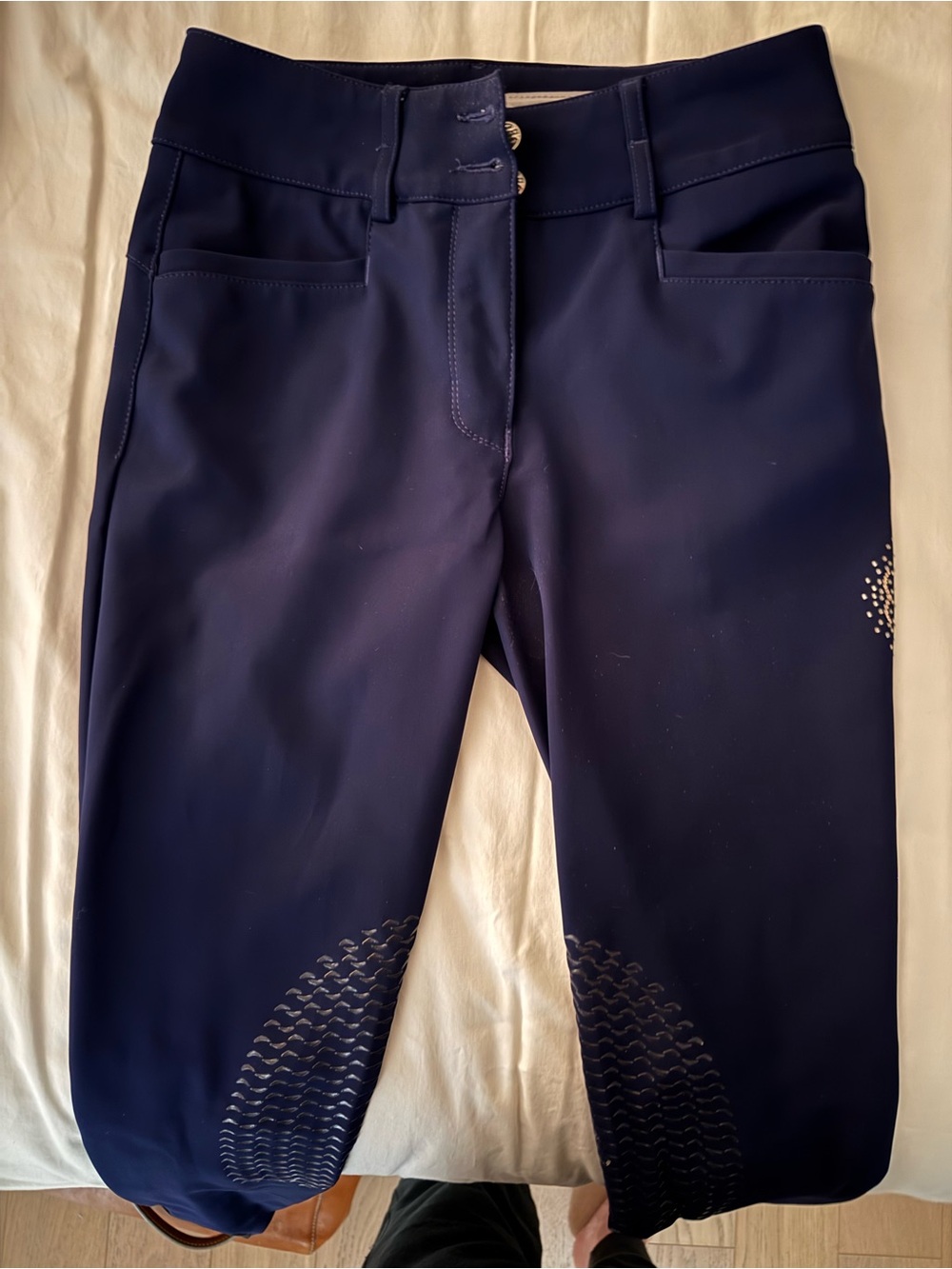 Navy Animo Knee Grip Breeches w/crystal logo, IT 42 (fit like US 26-28)